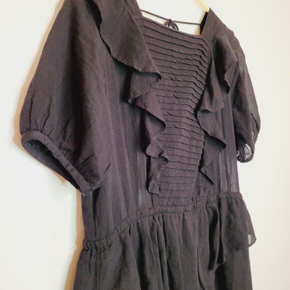 Free people In the Mood for Love tiered ruffle backless black mini dress size S - Picture 6 of 8